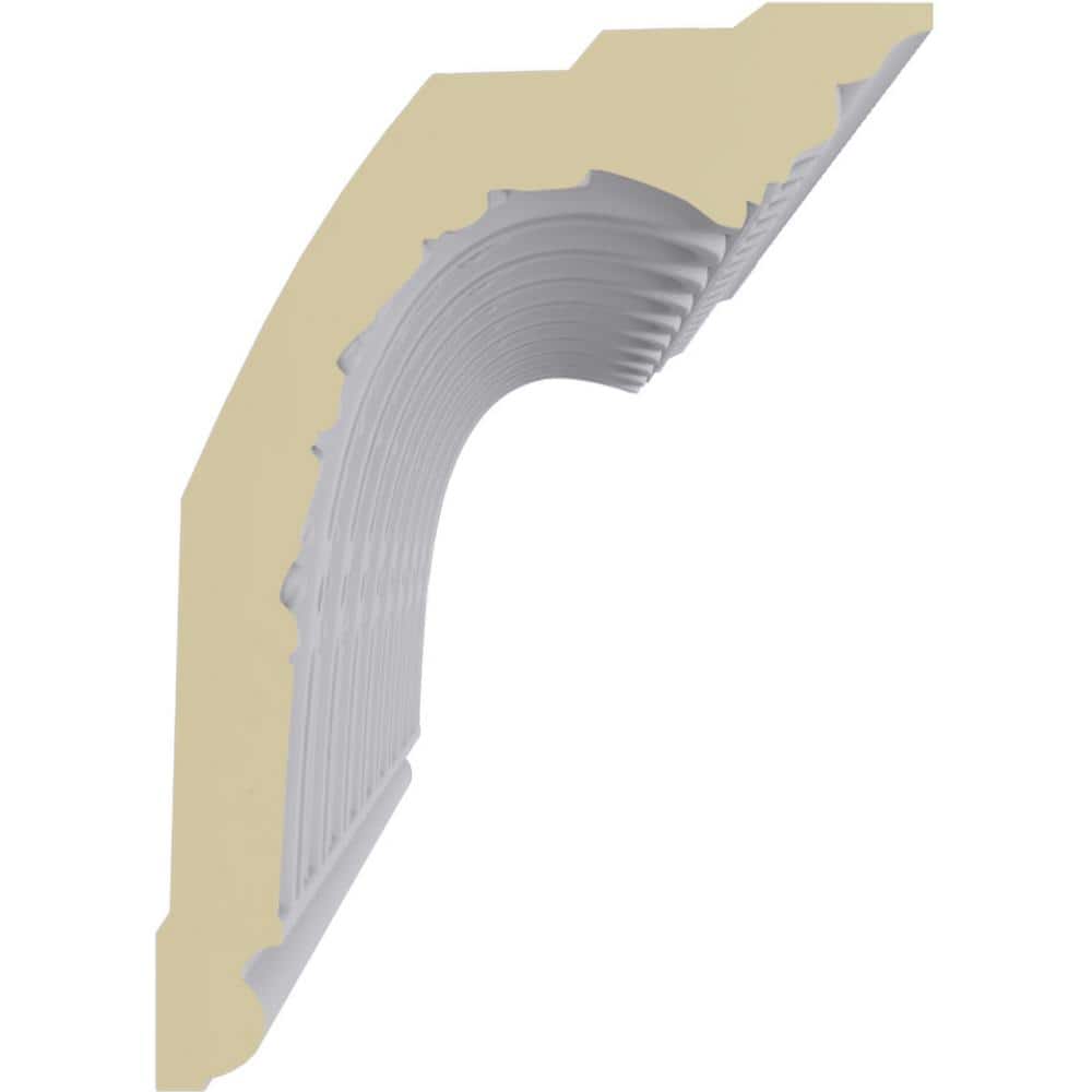 Primed White Geometric Polyurethane Crown Moulding Sample, 12" Length