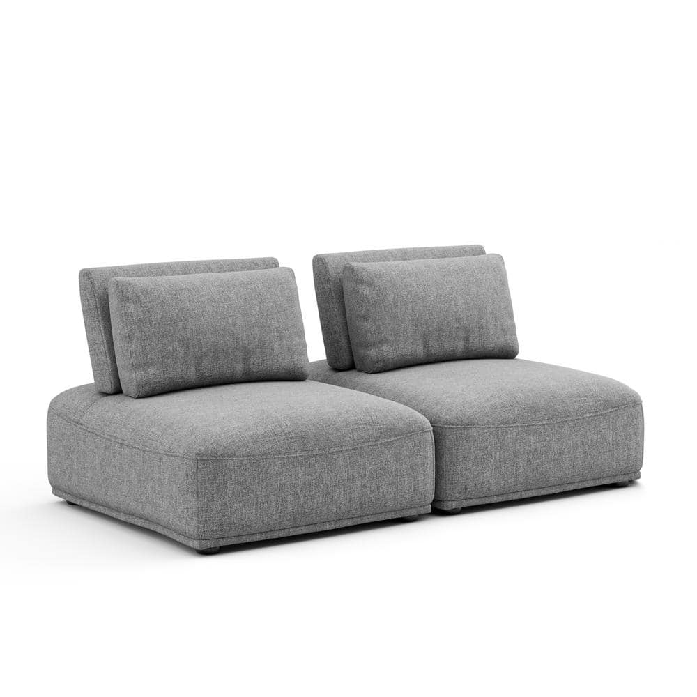 Furniture of America Fairwind 74 in. Armless Gray Modular Chenille 2-Seater Loveseat With Extendable Back
