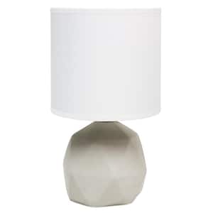10.6 in. Gray Geometric Concrete Lamp with White Shade