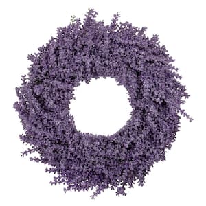 Purple Lavender Artificial Spring Floral Wreath, 18-Inch, Unlit