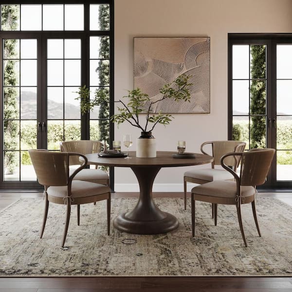 Veloura Traditional Bordered Washable Green 4 ft. x 6 ft. Indoor Area Rug