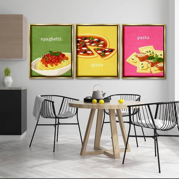 Italian Cuisine Meals by Kim Allen 3 Piece Gold Floater Frame Food Graphic Art Print 31 in. x 25 in.