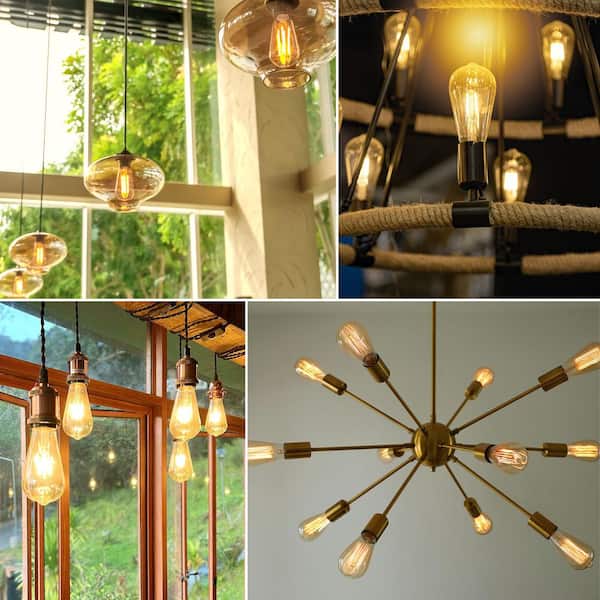 LUXRITE 75W Equivalent ST19 ST58 Dimmable Edison LED Light Bulbs 8