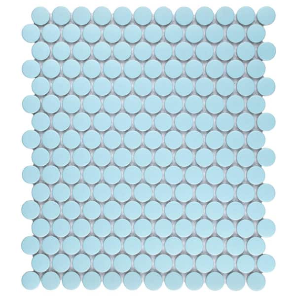 Merola Tile Metro Penny Matte Light Blue 6 in. x 6 in. Porcelain Mosaic Take Home Tile Sample