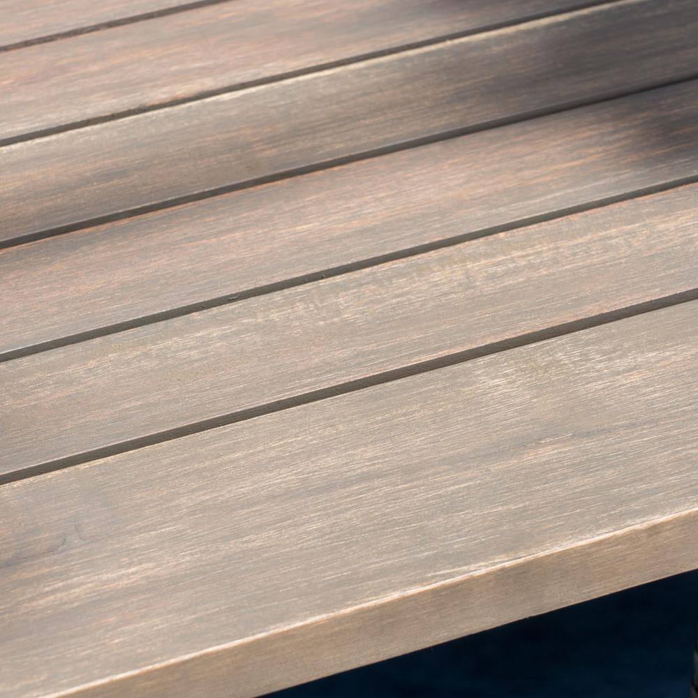 Sleek Acacia Wood Square Outdoor Dining Table with Straight Legs, Gray