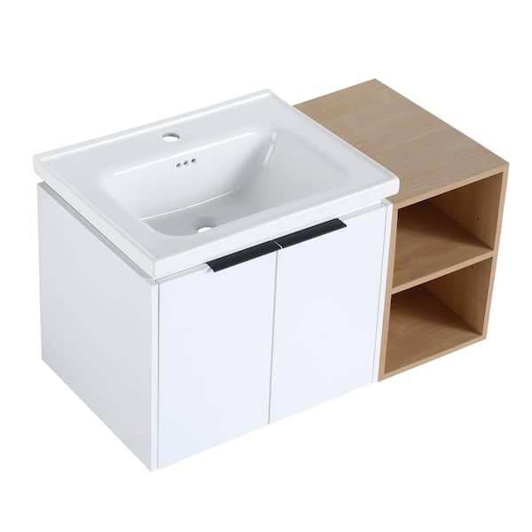Victoria 36 in. W x 19 in. D x 21 in. H Floating Modern Design Single Sink Bath Vanity with Top and Cabinet in White