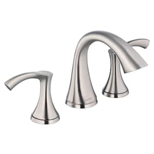 Antioch 8 in. Widespread 2-Handle Mid-Arc Bathroom Faucet w/50/50 Touch Down Drain 1.2 GPM Brushed Nickel