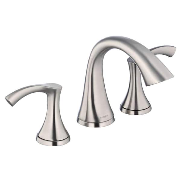 Antioch 8 in. Widespread 2-Handle Mid-Arc Bathroom Faucet w/50/50 Touch Down Drain 1.2 GPM Brushed Nickel
