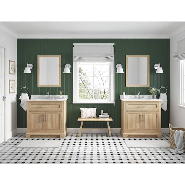 Doveton 30 in. W x 19 in. D x 34 in. H Single Sink Bath Vanity in White  with White Engineered Marble Top