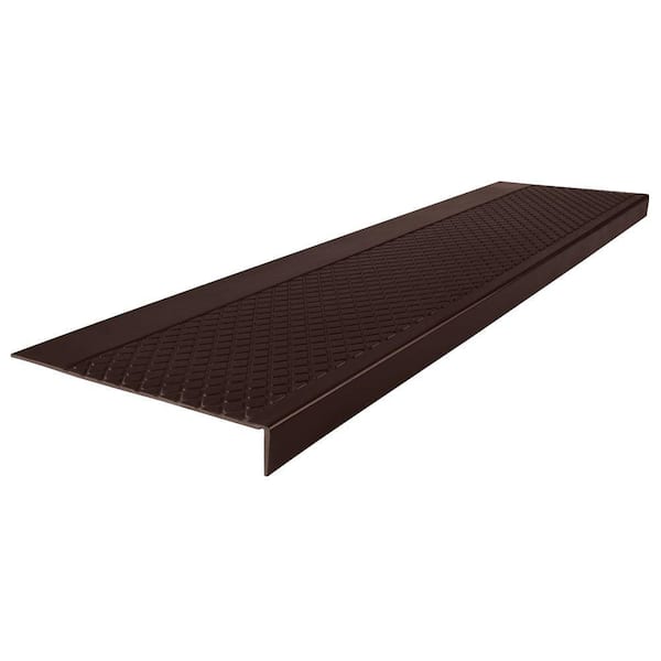 ROPPE Diamond Profile Brown 12 in. x 60 in. Square Nose Stair Tread Cover