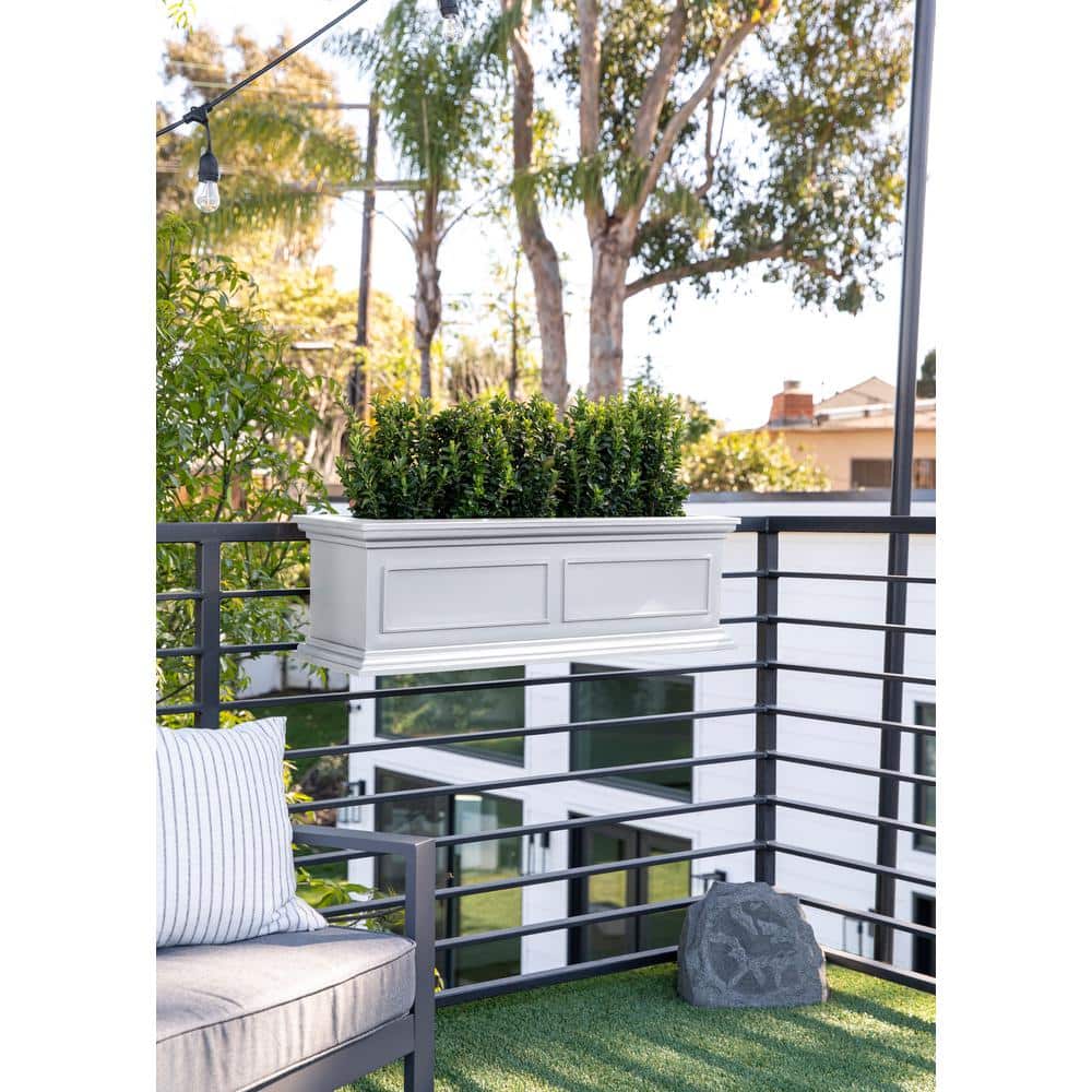 White 36" Recycled Plastic Railing Window Box Planter