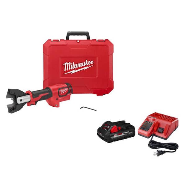 M18 18V Lith-Ion Cordless FORCE LOGIC Cable Cutter w/ CU/AL Jaws w/ 3.0 Ah Battery and Charger
