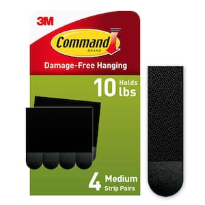 3 lbs. Medium Black Plastic Picture Hanging Strips (4 Pairs of Strips)