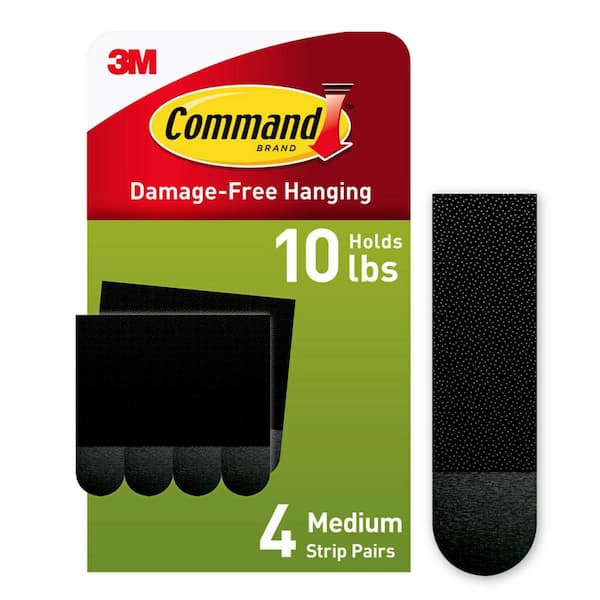 Command 3 lbs. Medium Black Plastic Picture Hanging Strips (4 Pairs of Strips)