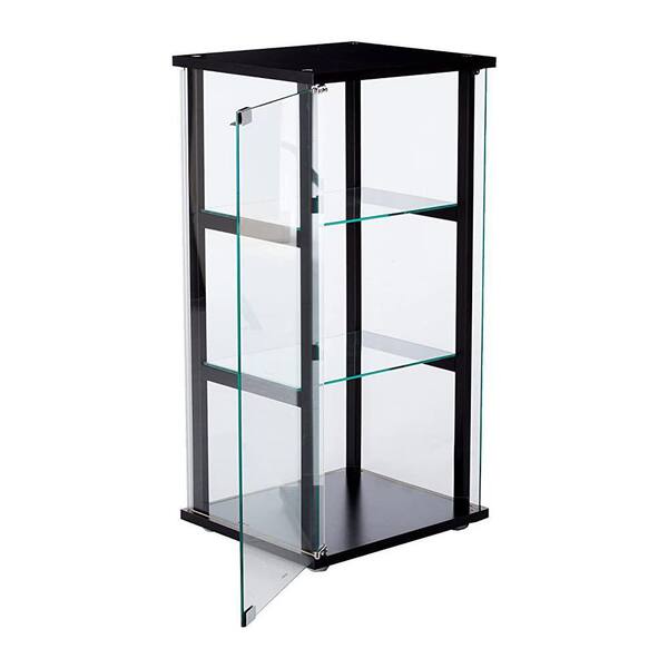 Pacific Landing 5-Shelf Glass Curio Cabinet in Black and Clear