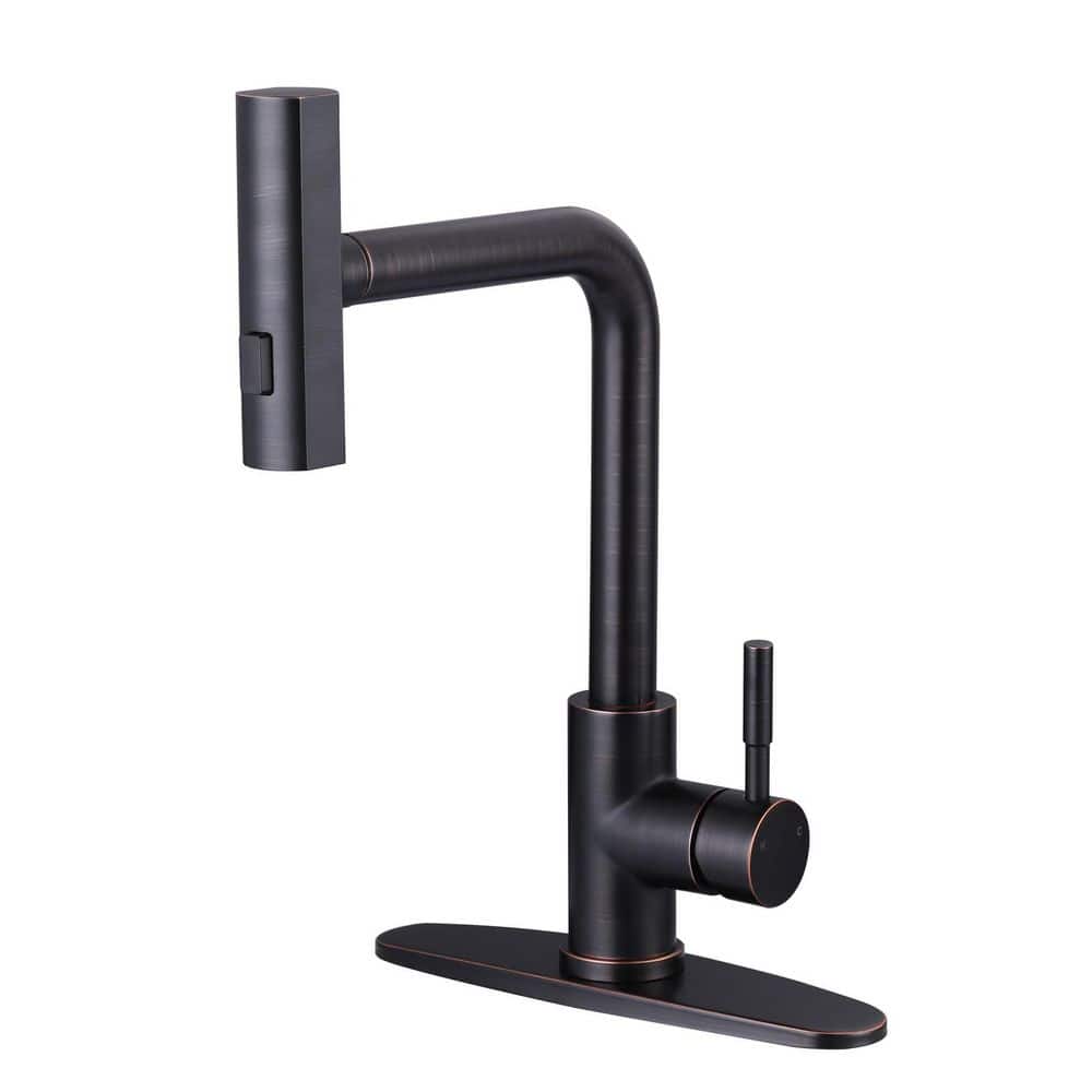 15.7 in. H Single Handle 360° Swivel Spout Pull Down Sprayer Kitchen Faucet with 3-Mode Sprayer in Oil Rubbed Bronze price history on PriceWatchPro