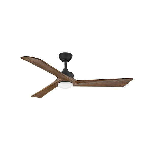 HINKLEY Sculpt 60 in. Integrated LED Indoor/Outdoor Matte Black Ceiling Fan with Wall Switch