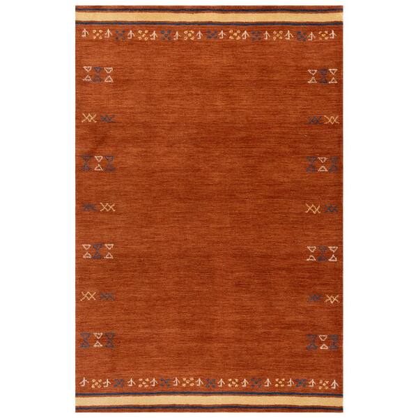 Himalaya 5 ft. x 8 ft. Rust Symbols Border Area Rug