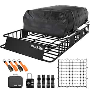 250 lb. Roof Rack Basket with 16 CF Roof Bag - Roof Rack Cargo Basket Adjusts from 43-64 in. L x 39 in. W x 6 in. H