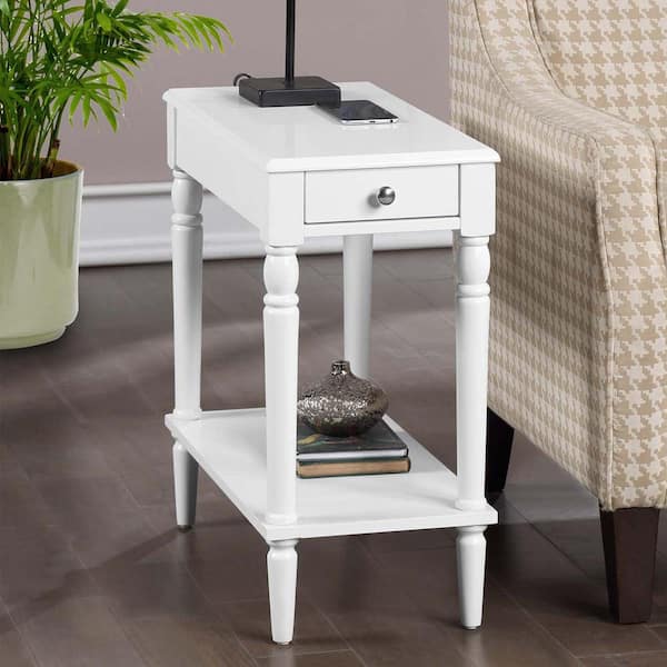 Convenience Concepts French Country White No Tools Chairside Table