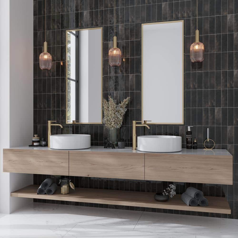 Glossy Black Ceramic Subway Wall and Floor Tile