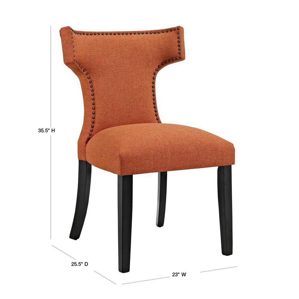 Burnt Orange High-Back Parsons Dining Chair with Tapered Wood Legs