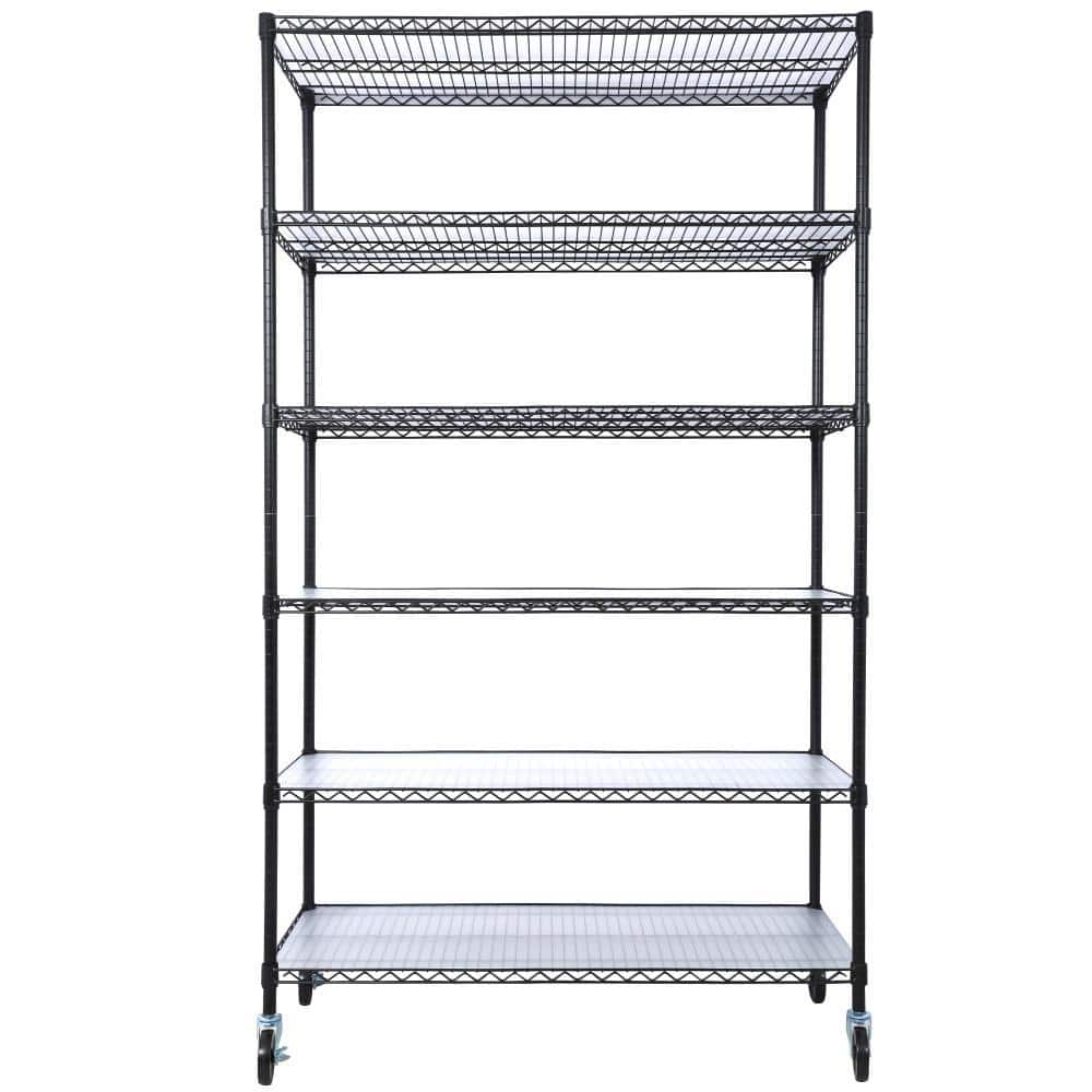 WRIGHTMASTER 6 Tier NSF Metal Black Heavy Duty Adjustable Storage Rack ...