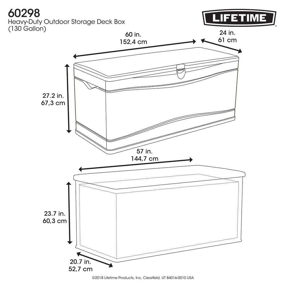 Gray Heavy Duty Lockable Plastic Deck Box, 60 in