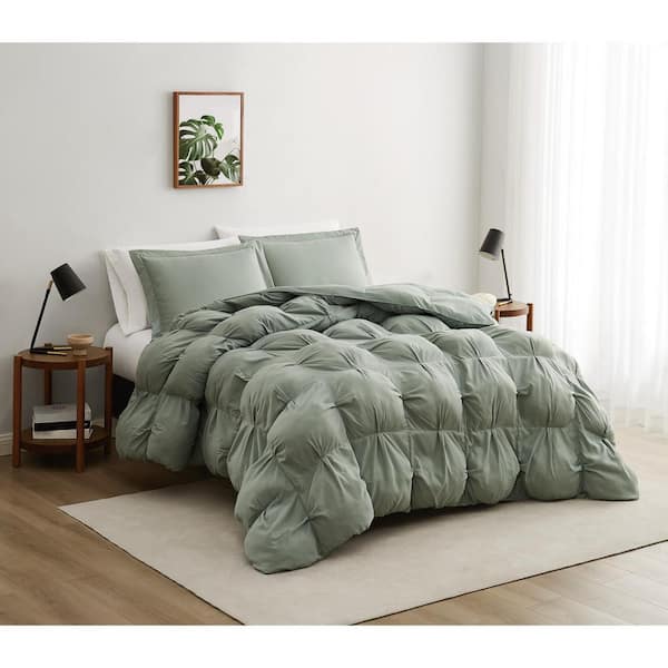 Cloud Puffer Green Microfiber 2-Piece Twin Comforter Set