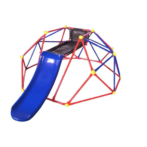 6 ft. Multi-Colored Outdoor Dome Climber with 47 in. Slide and Climbing Stones for Age 3 Plus