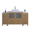 Vanity Art 60 in. W Single Basin Natural Oak Bath Vanity with White Engineered Marble Top and Mirror VA3136-60NO
