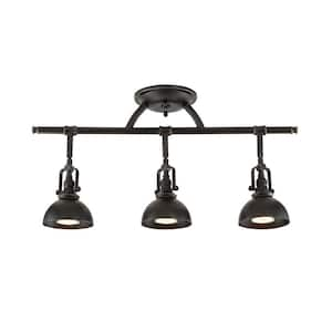 Broadway 50-Watt 3-Light Bronze Industrial Track Light with Oil Rubbed Bronze Shade, No Bulb Included