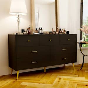 7-Drawer Black Wood Dresser (31.5 in. H x 55.9 in. W x 15.7 in. D)