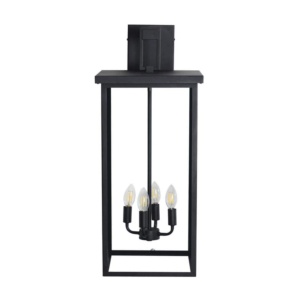 60-Watt 13.2 in. 4-Light Black Wall Pack Light Wall Sconce -  Tidoin, Light-YDW1-953