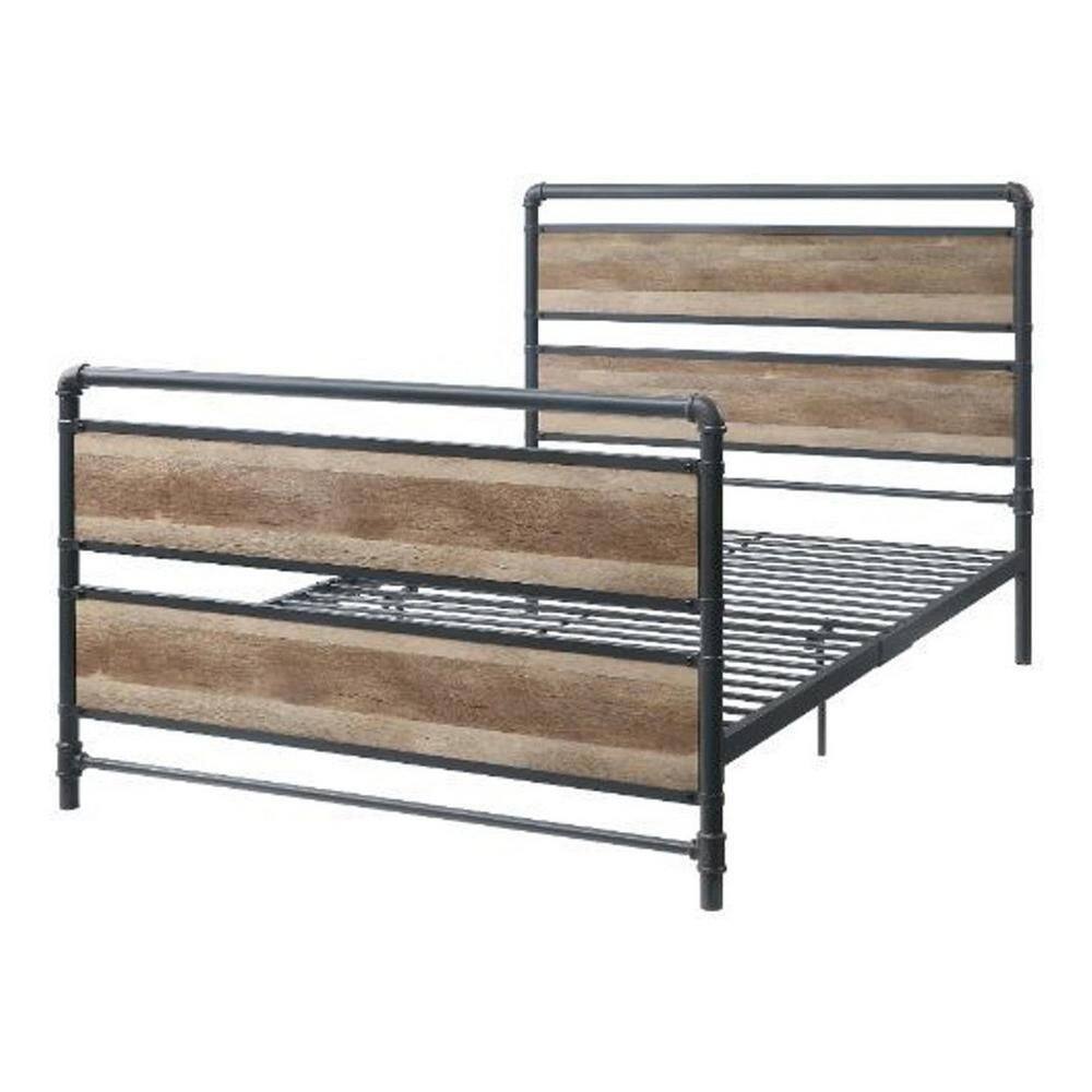 Brown and Gray Wood Frame Full Size Panel Bed