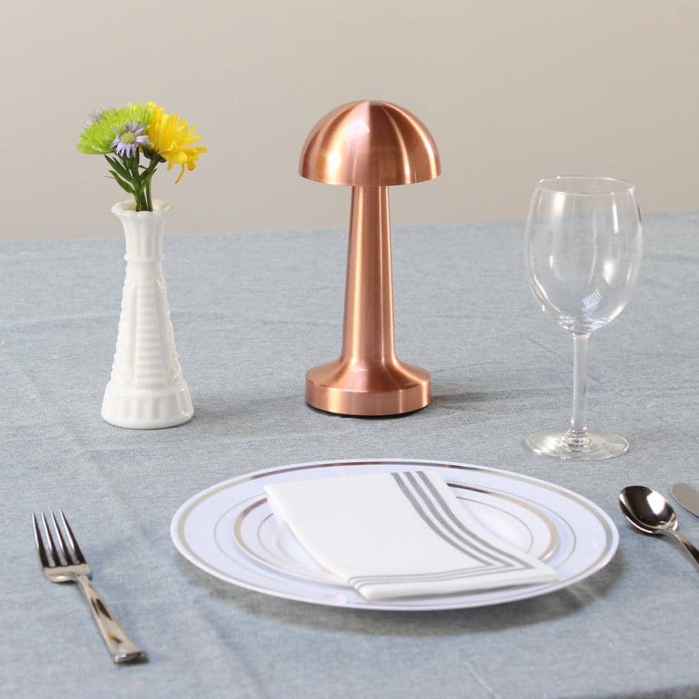 Copper Cordless Mini Metal Mushroom Desk Lamp with Touch Sensor