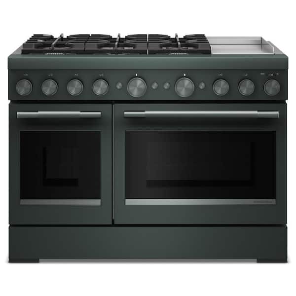 48 in. 6 Burners Commercial-Style Double Oven Dual Fuel Range in Juniper with Griddle