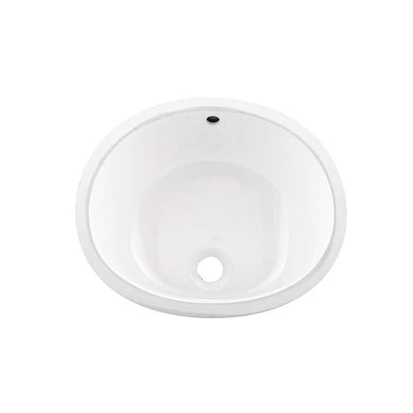 18 in. x 14.75 in. White Ceramic Oval Single Bowl Undermount Bathroom Sink