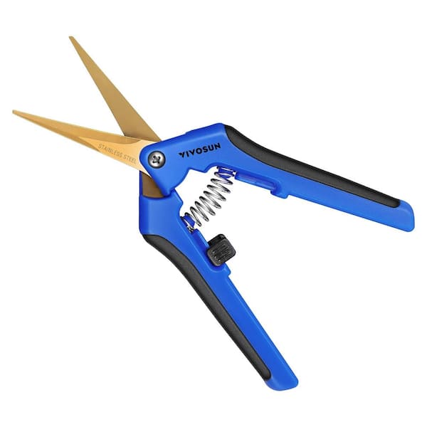 6.5 in Curved Garden Scissors Titanium Coated Blades Blue 1-Pack