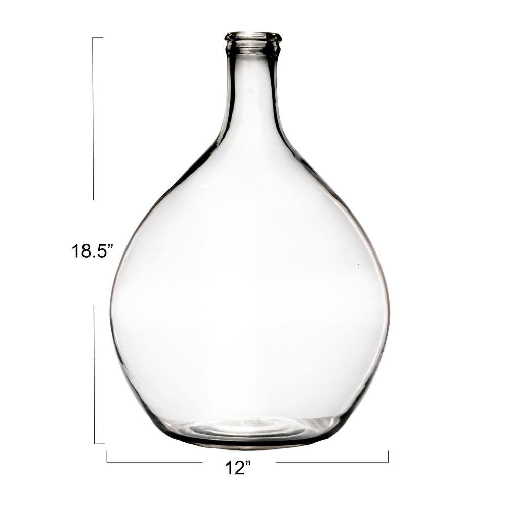 Large Clear Glass Decorative Bottle with High Neck