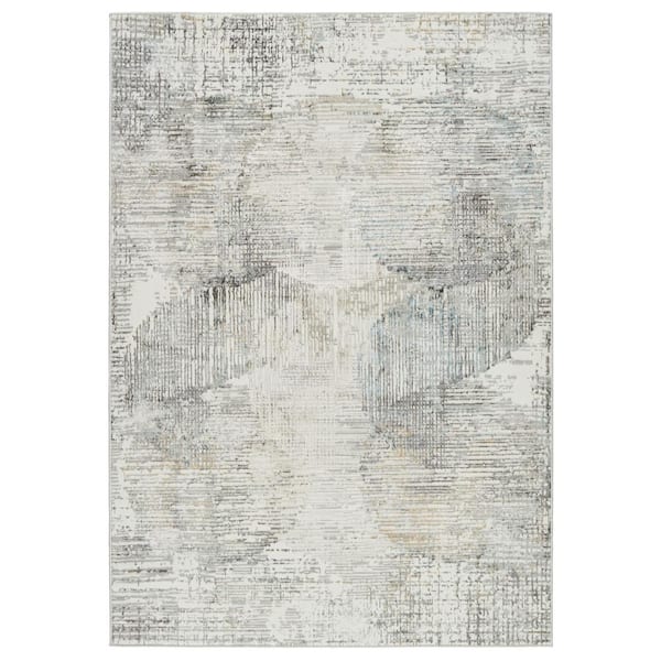 VIBE BY JAIPUR LIVING Lavorre Gray/Gold 5 ft. 3 in. x 8 ft. Abstract Rectangle Area Rug