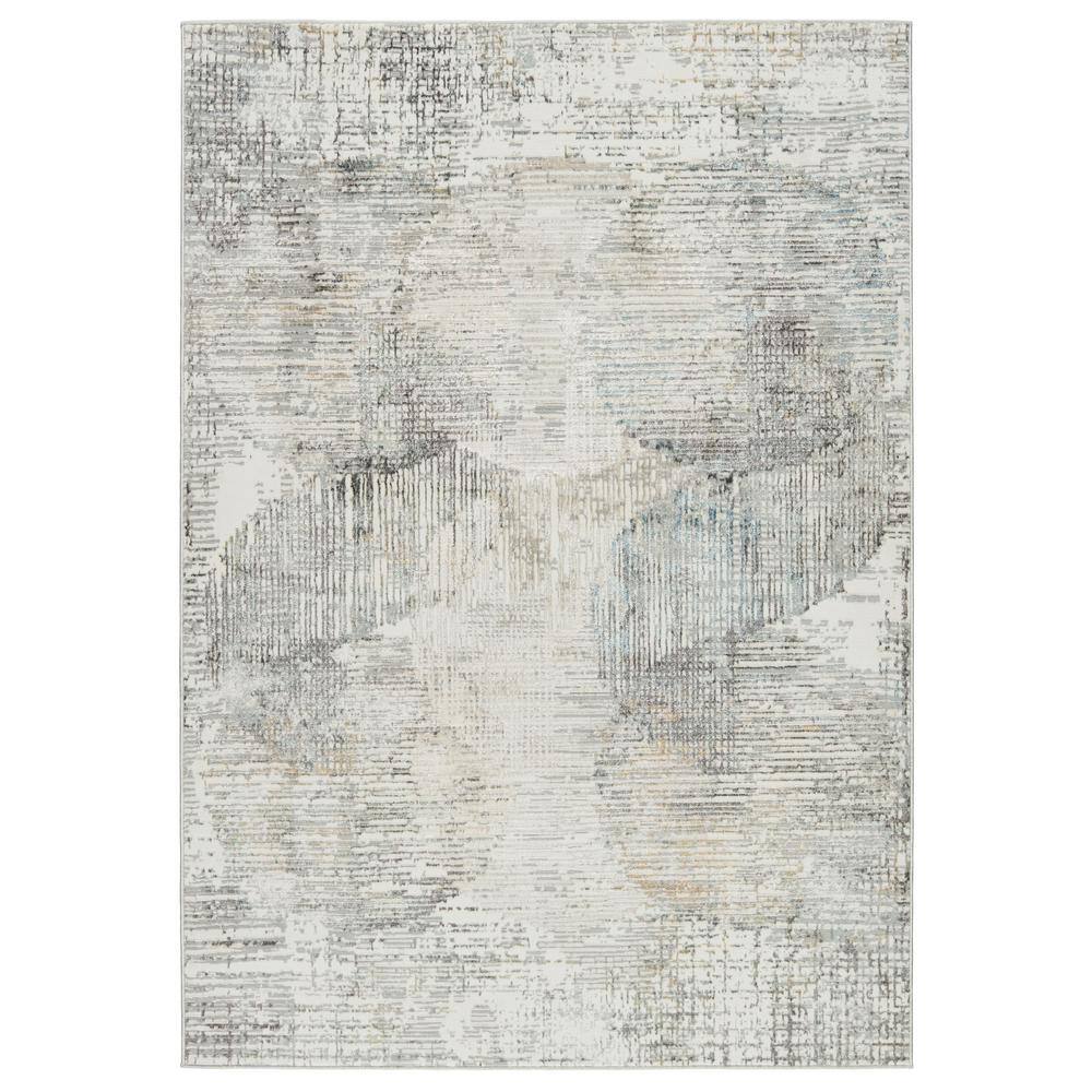 Gray Abstract 8' x 10' Stain-Resistant Synthetic Area Rug