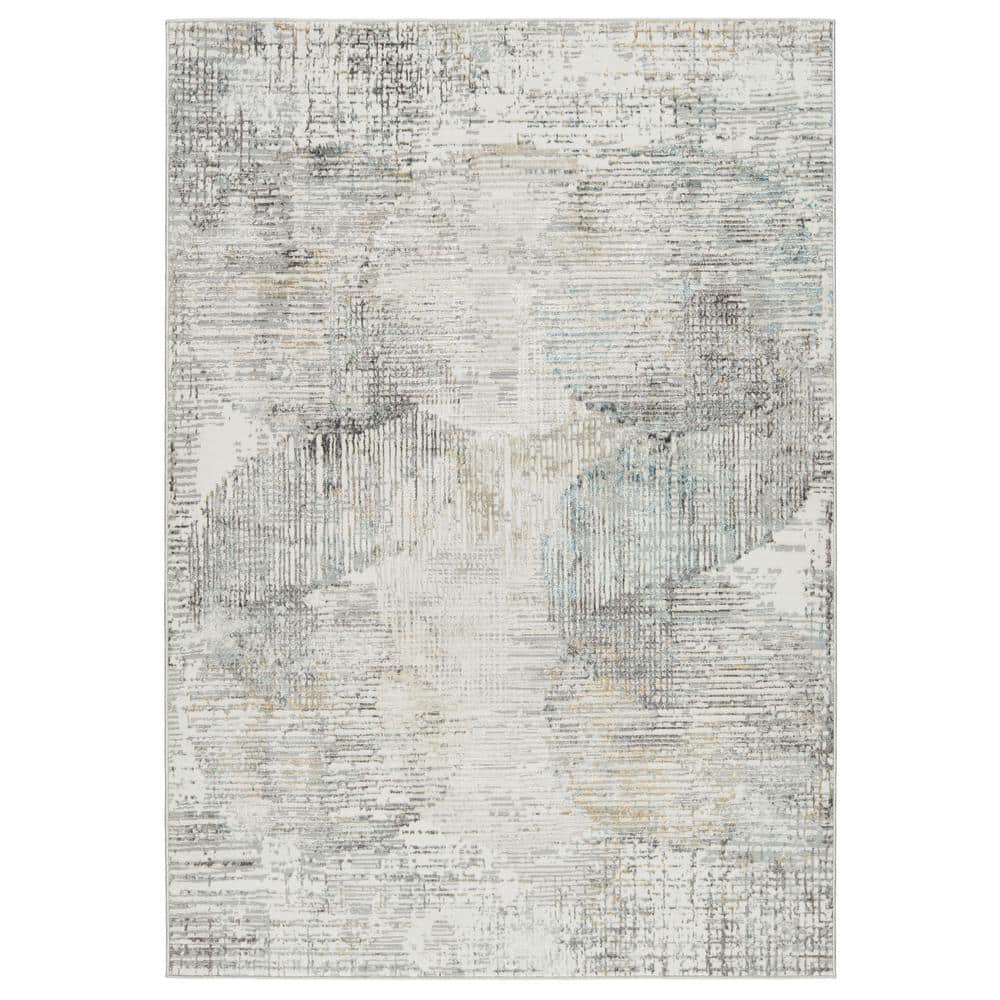 Gray Abstract 8' x 10' Stain-Resistant Synthetic Area Rug