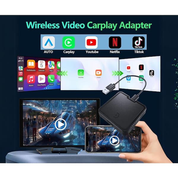 Carplay Wireless CarPlay & Android Auto Adapter, 2025 CarPlay Ai Box For OEM Wired Cars With Built-in Netflix/YouTube, TF Card Support - Upgrade To Wireless Streaming & Media Playback Android Auto Wireless