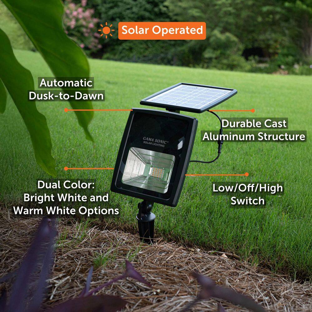 Black Matte Aluminum Solar LED Flood Light with Warm White 2700K