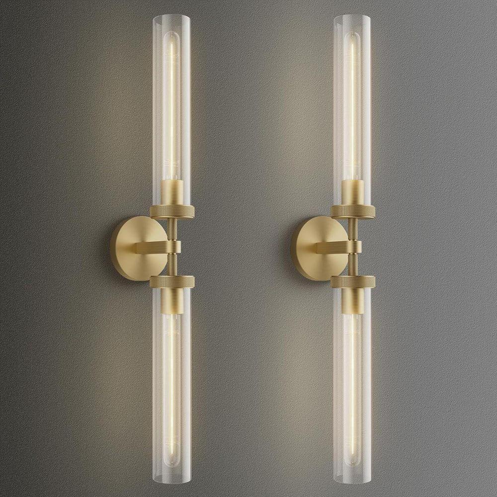 30 in. 2-Light Gold Wall Sconce Modern Wall Light with Double Glass Tube for Living Room Dining Room (2-Sets) price history on PriceWatchPro