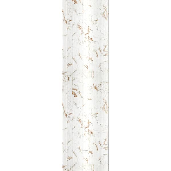 Rounded Mini Slats 1/4 in. x 1 ft. x 9.3 ft. White Calacatta Marble Glue-Up Foam Wood Slat Walls (30-Pack)/279 sq. ft.