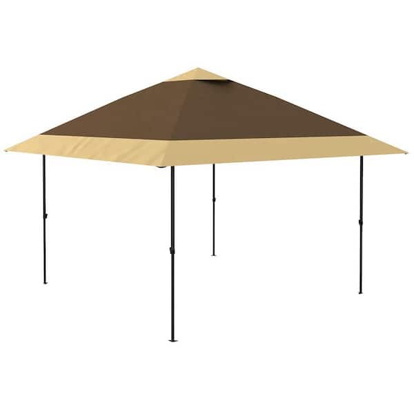 12 ft. x 12 ft. Double Roof Instant Pop Up Gazebo Canopy Tent Sun Shelter in Khaki with Adjustable Height