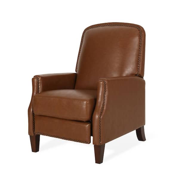 CHRISTOPHER KNIGHT HOME Holasek 27 in. W Cognac Brown Faux Leather Pushback Recliner