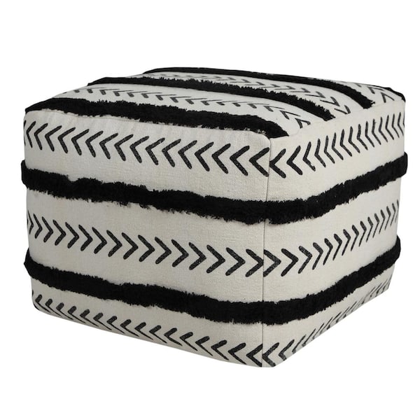 Black and deals white striped pouf